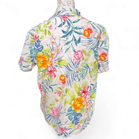 Liz Claiborne Hawaiian T Shirt Floral Tropical Vacation Button Up Size Large - Picture 5 of 6